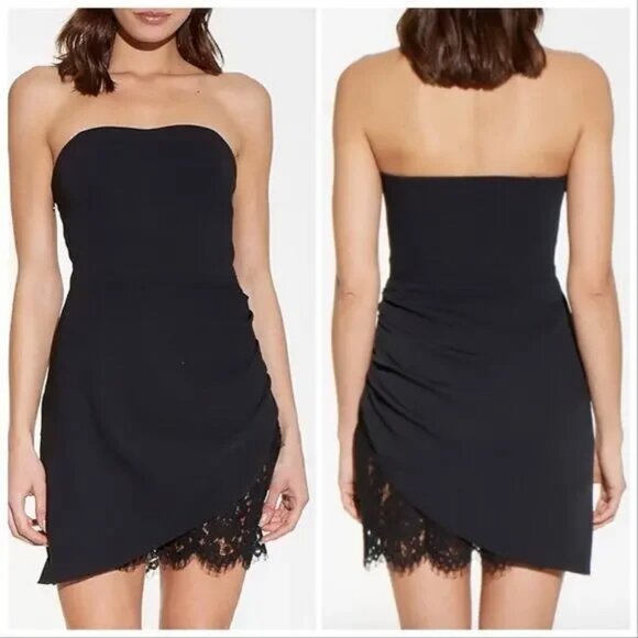 NWT $212 AMANDA UPRICHARD Black Strapless Brenna Dress L - Picture 1 of 7